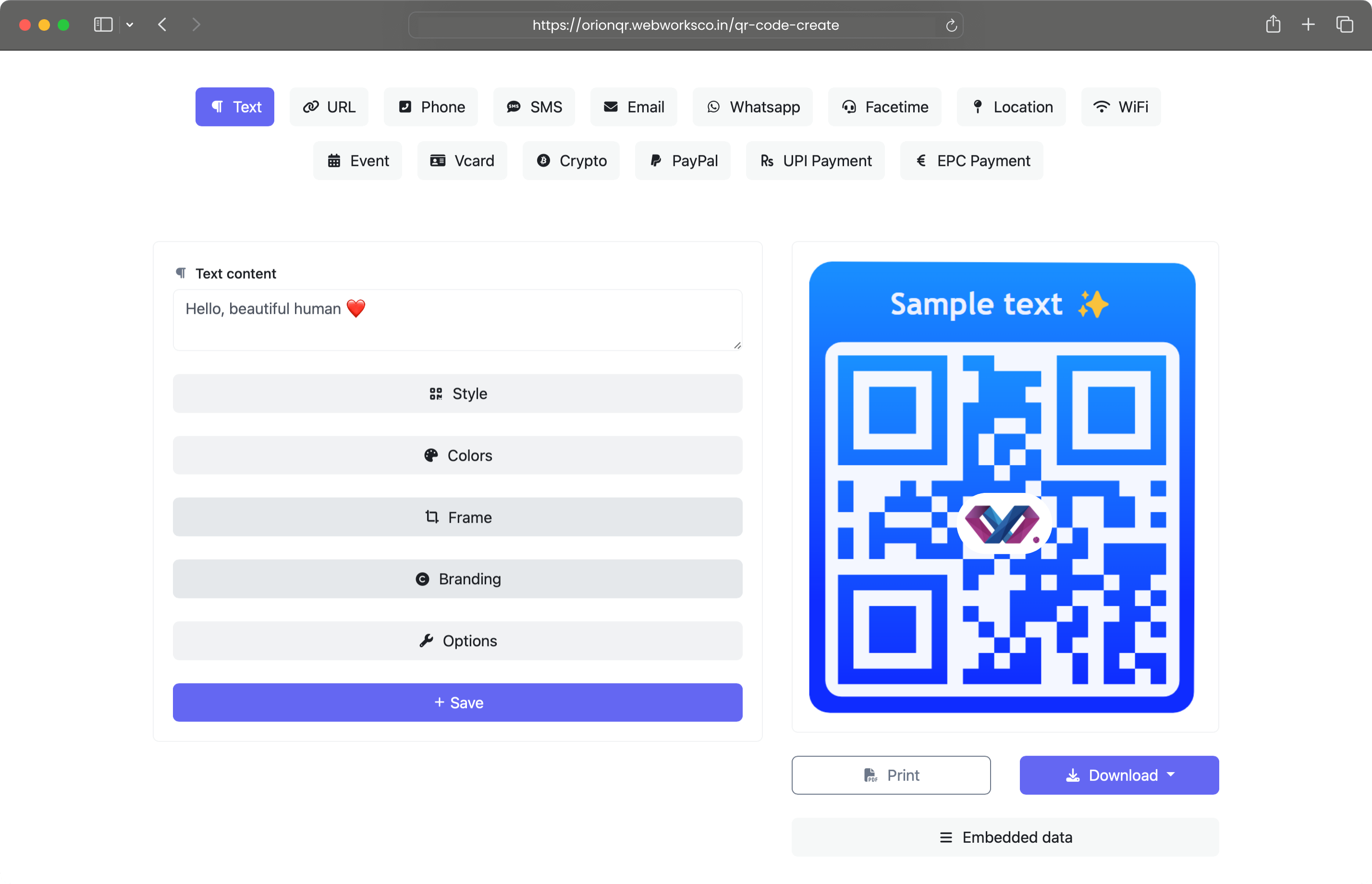 Screenshot of app dashboard